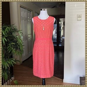 BCBGMaxAzria Pink Sheath Midi Dress Sleeveless Crew Neck